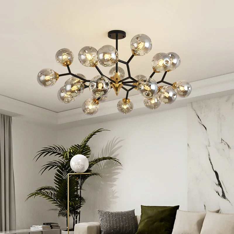 lustre moderne à branches rotatives en verre avec éclairage led - vue 6 sur 14