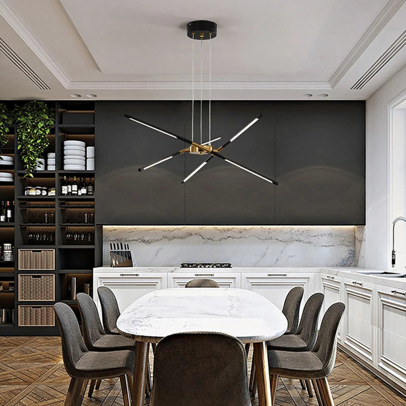 Light luxury style Nordic restaurant chandelier, simple modern atmosphere creative living room bedroom lighting net red led lamp - vue 5 sur 14