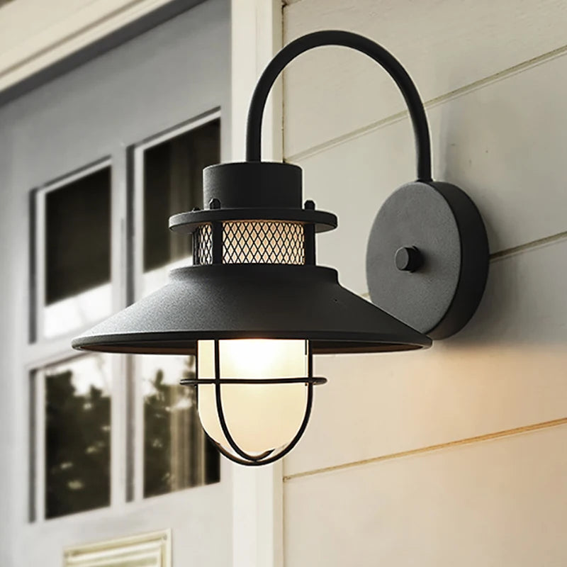 Applique extérieure IP54 étanche balcon terrasse entrée cour extérieur américain rétro mur jardin ferme éclairage - vue 4 sur 12
