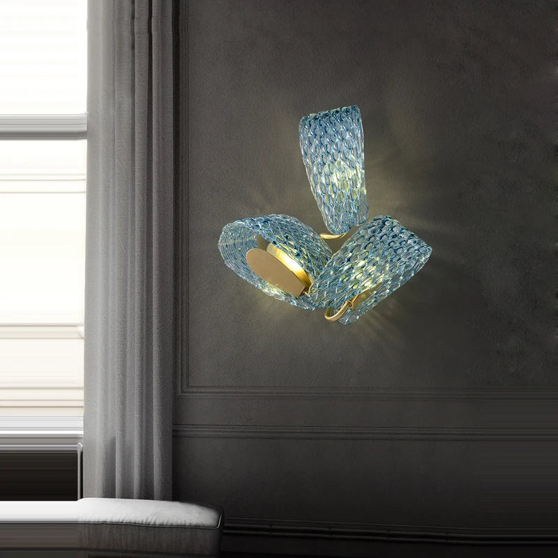 applique murale moderne en verre design doré et cuivré - vue 7 sur 14