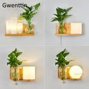 Moderne LED-Wandleuchte aus Holz und Glas zum Selbstmontieren