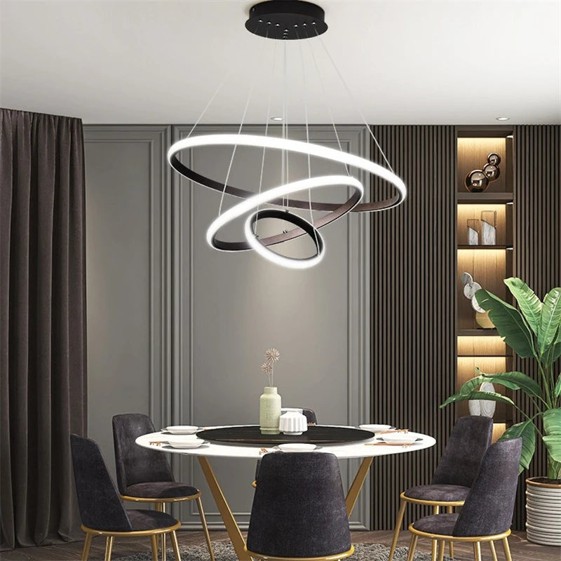 Moderner LED-Kronleuchter aus Acryl mit Leuchtring - vue 6 sur 8