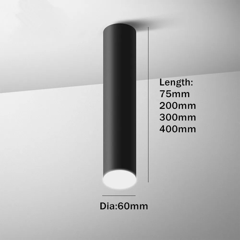 Spot LED cylindre Long moderne de Tube en aluminium monté en Surface pour le bureau de cuisine de salon d'intérieur - vue 4 sur 6