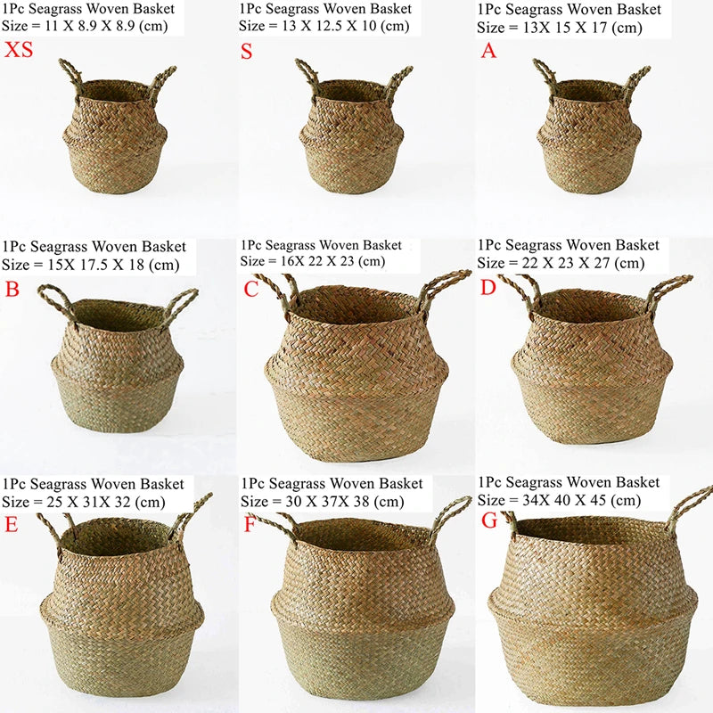 panier en osier d'algues rotin pour rangement et pique-nique - vue 7 sur 13