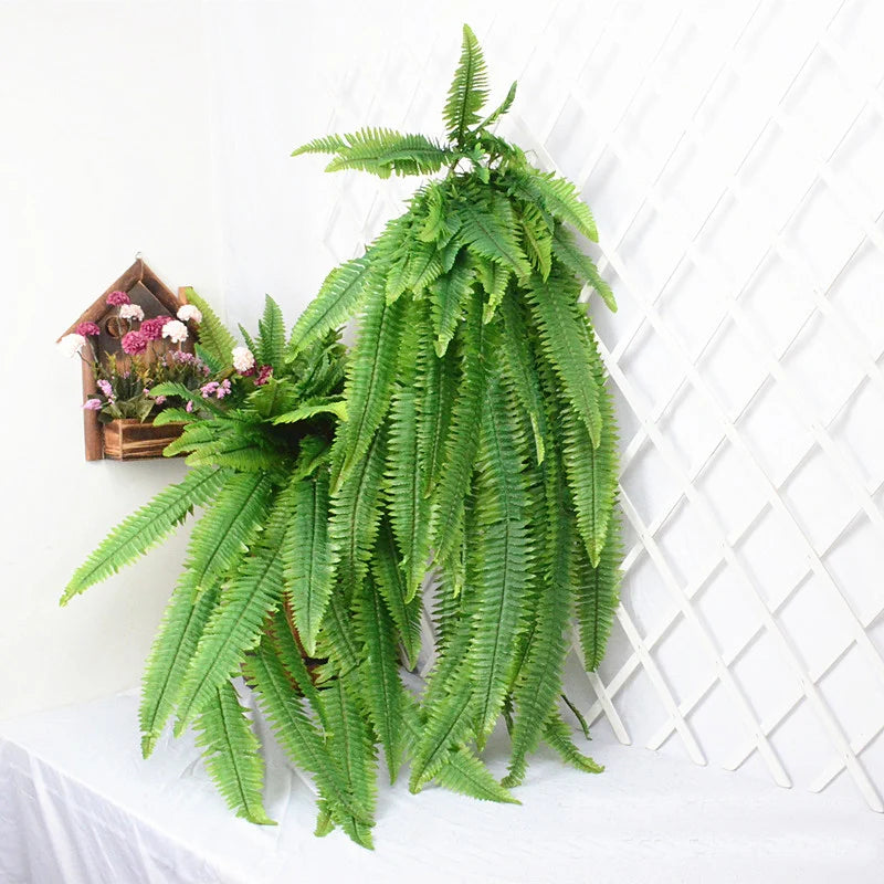 plantes artificielles suspendues grandes plantes tropicales en rotin décoratives - vue 4 sur 11