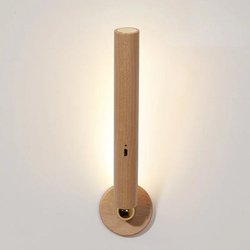 Wandleuchte aus Holz mit USB-Ladefunktion und einstellbarer Helligkeit - vue 2 sur 7