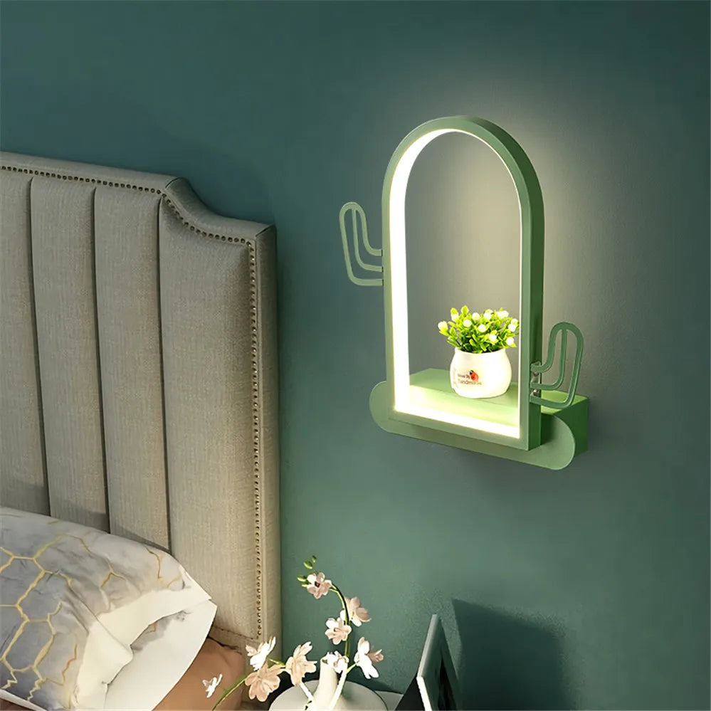 étagère métallique coeur nordique avec lampe led murale pour enfants - vue 5 sur 10