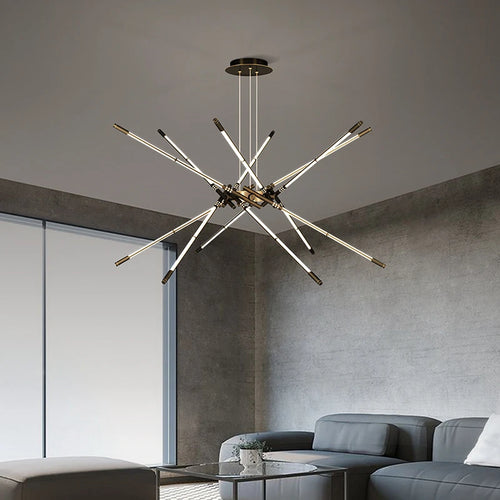 lustre moderne simple en cuivre de luxe suspendu - vue 2 sur 12