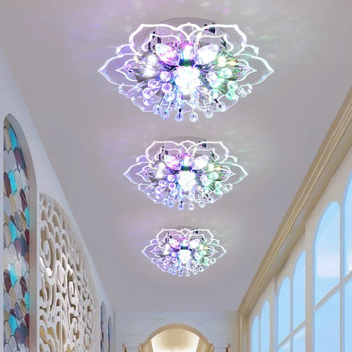 plafonnier en cristal fleurs lustre éclairage intérieur - vue 5 sur 11