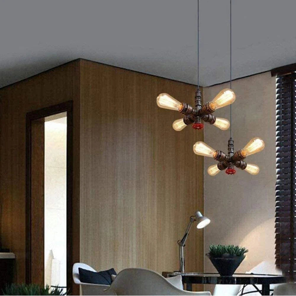 Vintage industriel tuyau d'eau suspension rétro Loft Steampunk lustre lampe café Bar Restaurant cuisine chambre lumières LED - vue 5 sur 6