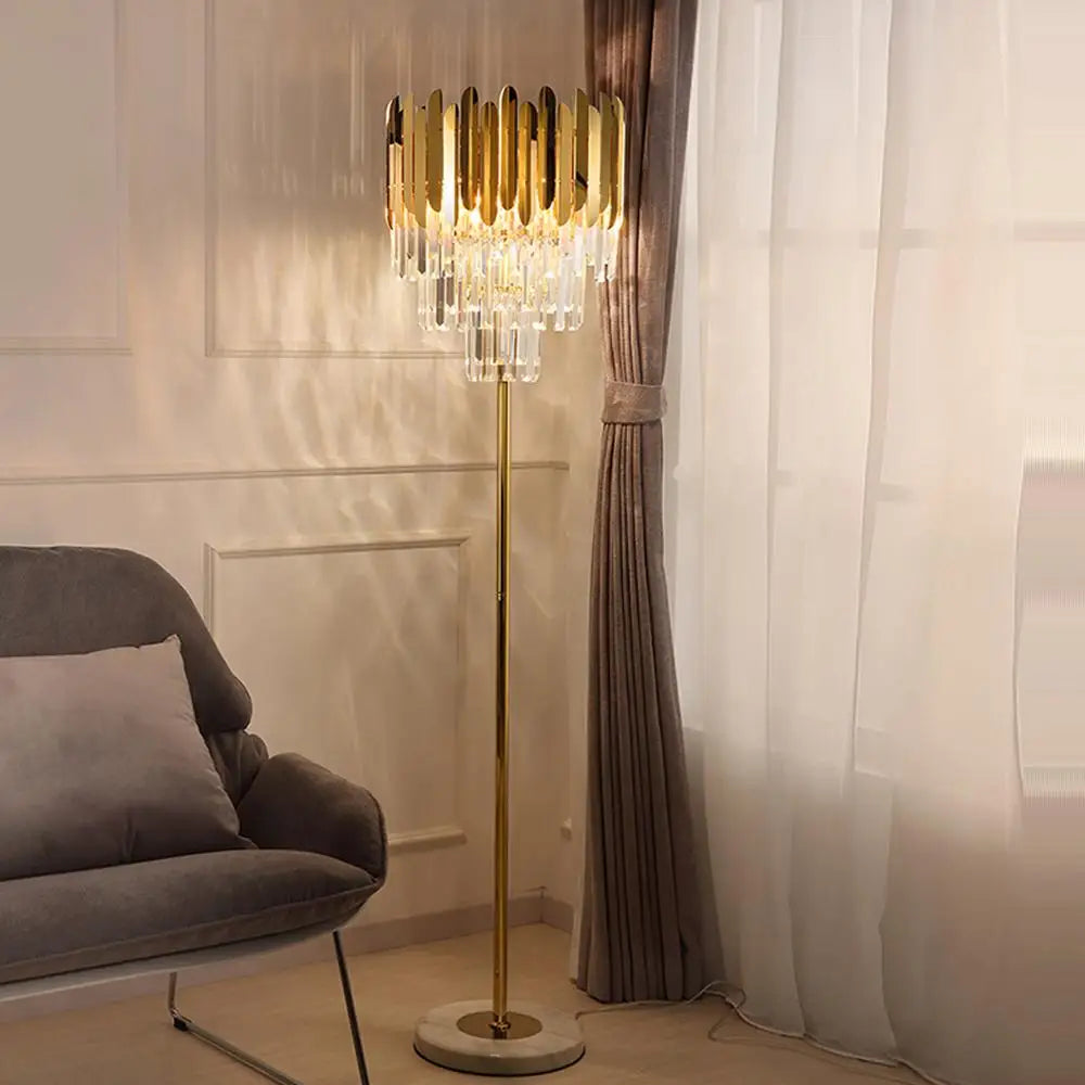 lampe LED post-moderne en acier inoxydable cristal marbre doré - vue 5 sur 20
