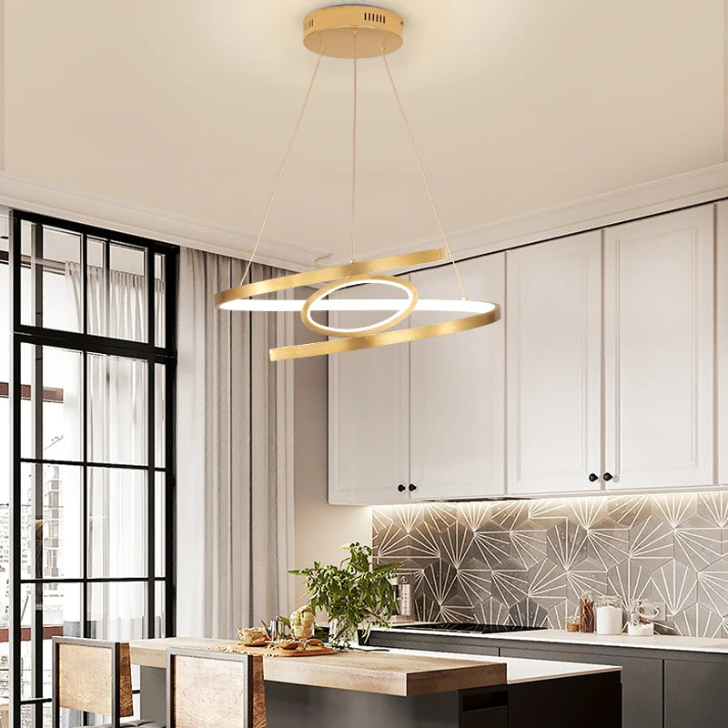 pendantifs led dorés pour un éclairage intérieur moderne et élégant - vue 5 sur 8