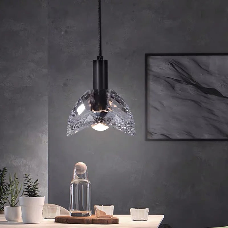 luminaire led suspension en cristal k9 de luxe postmoderne - vue 5 sur 8