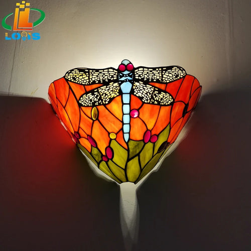 Wandleuchte aus Glas im Libellenmotiv im Tiffany-Stil für stilvolle Inneneinrichtung - vue 9 sur 8