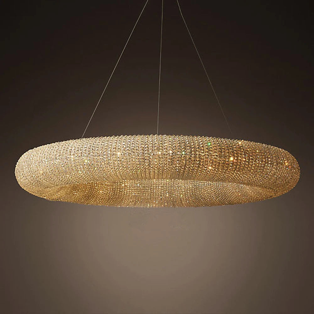 lustre design moderne à led avec anneau en cristal - vue 6 sur 6