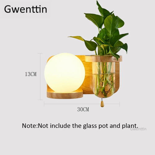 Moderne LED-Wandleuchte aus Holz und Glas zum Selbstmontieren - vue 10 sur 14