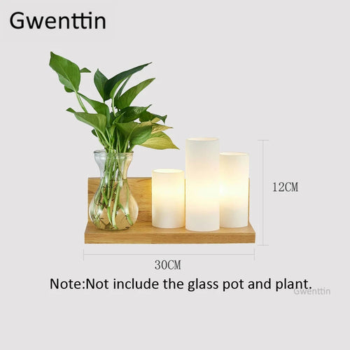 Moderne LED-Wandleuchte aus Holz und Glas zum Selbstmontieren - vue 11 sur 14