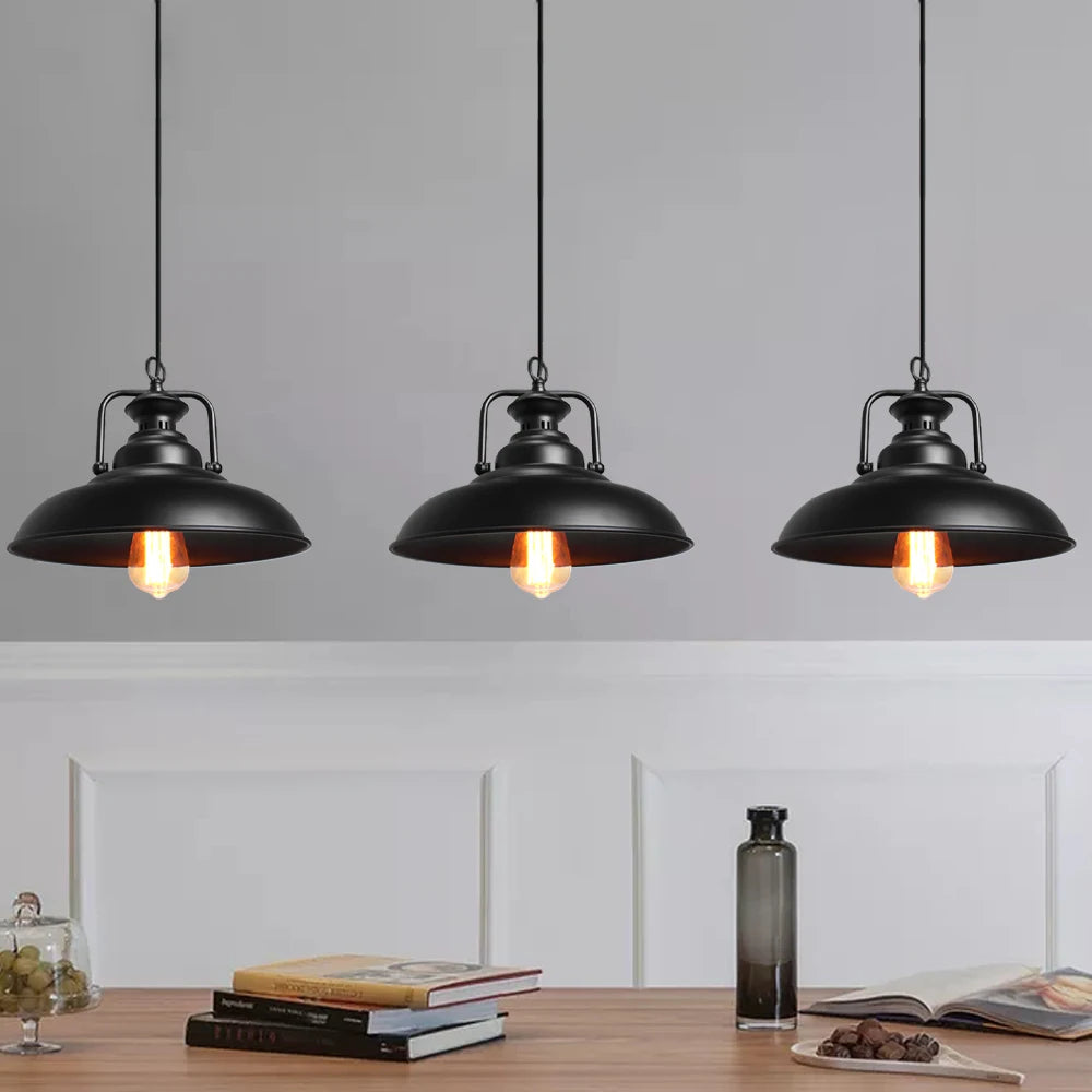 suspension loft industriel vintage lampe lustre rétro éclairage abat-jour - vue 4 sur 7
