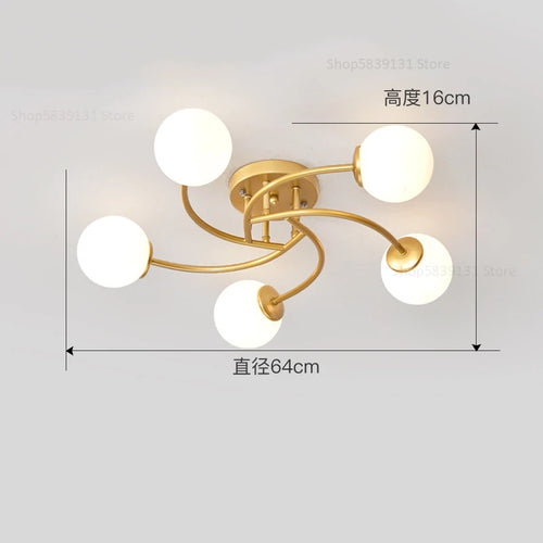 Schlichte nordische Glas-Deckenleuchte mit moderner LED - vue 13 sur 12