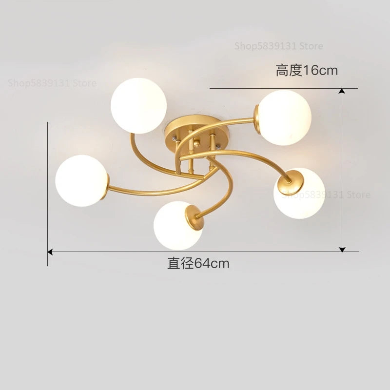 Schlichte nordische Glas-Deckenleuchte mit moderner LED - vue 12 sur 12