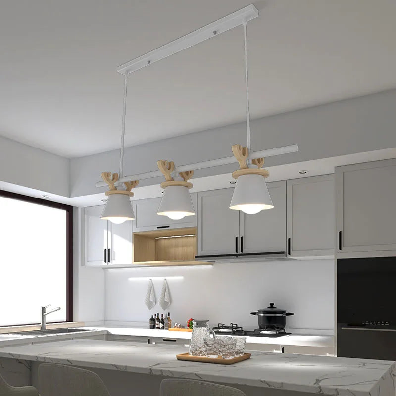 LED-Pendelleuchte im nordischen Stil mit Elchdekor - vue 3 sur 12