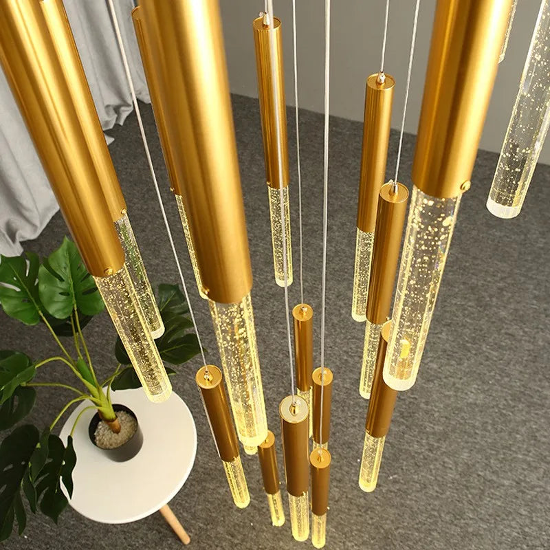 lustre moderne de luxe en cristal pour villa duplex nordique