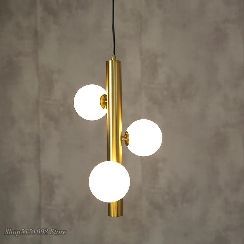 lampes suspendues dorées créatives en forme de haricot magique - vue 3 sur 6