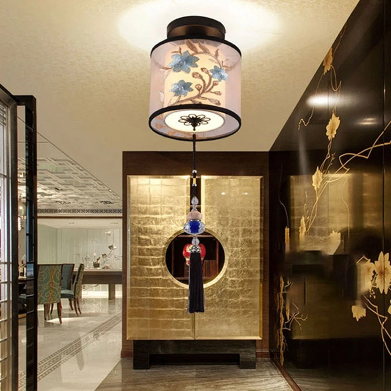 Klassische und Vintage LED-Pendelleuchte im chinesischen Stil - vue 8 sur 10