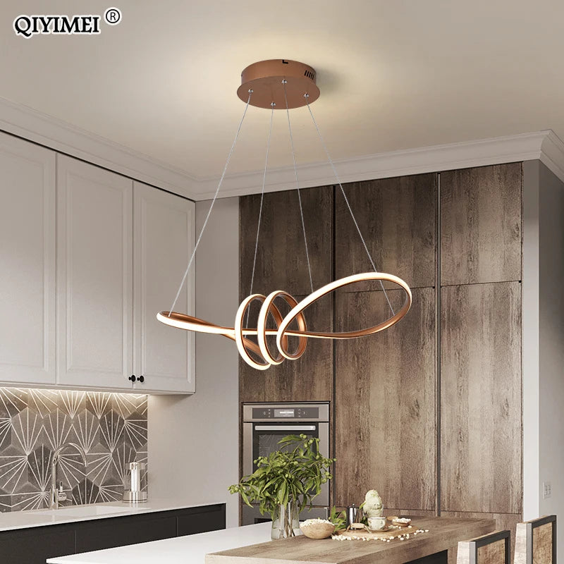 lampe suspendue led moderne avec télécommande luminaria avize - vue 4 sur 8