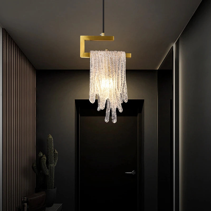 suspension en verre et cuivre style nordique moderne pour intérieur décoratif - vue 5 sur 6