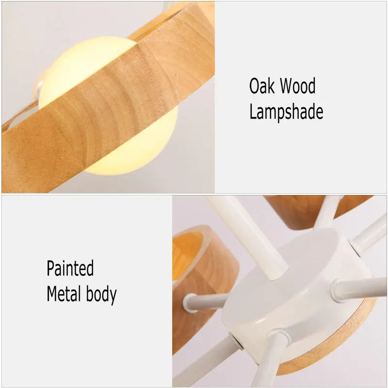 lustre scandinave minimaliste rotation 360 degrés luminaires suspendus bois créatifs - vue 10 sur 22