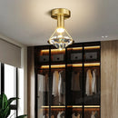 plafonnier de luxe en cuivre avec luminaire moderne en cristal