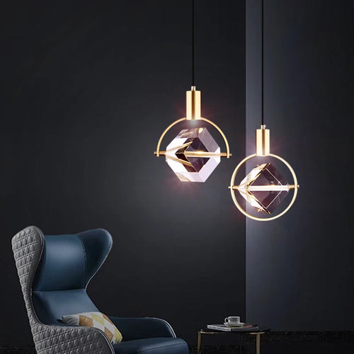 Suspension design dorée nordique à tête unique