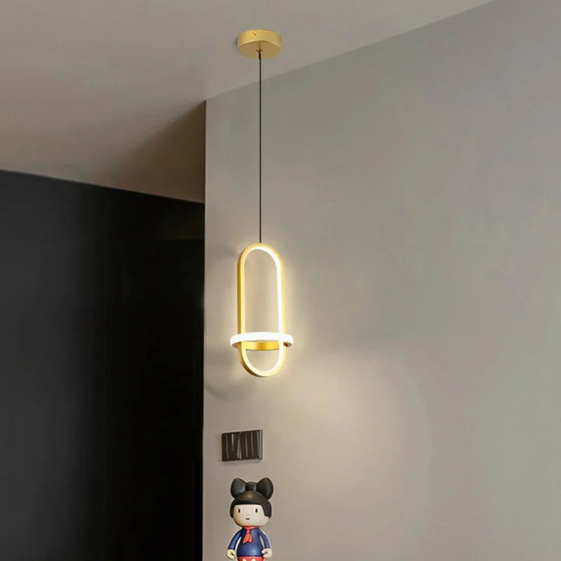suspension moderne en or led décorative d'intérieur - vue 4 sur 8