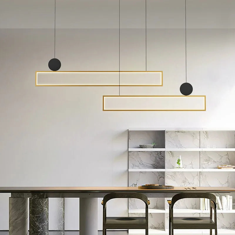 lampe pendante moderne rectangle led lustre suspendu intérieur - vue 6 sur 10