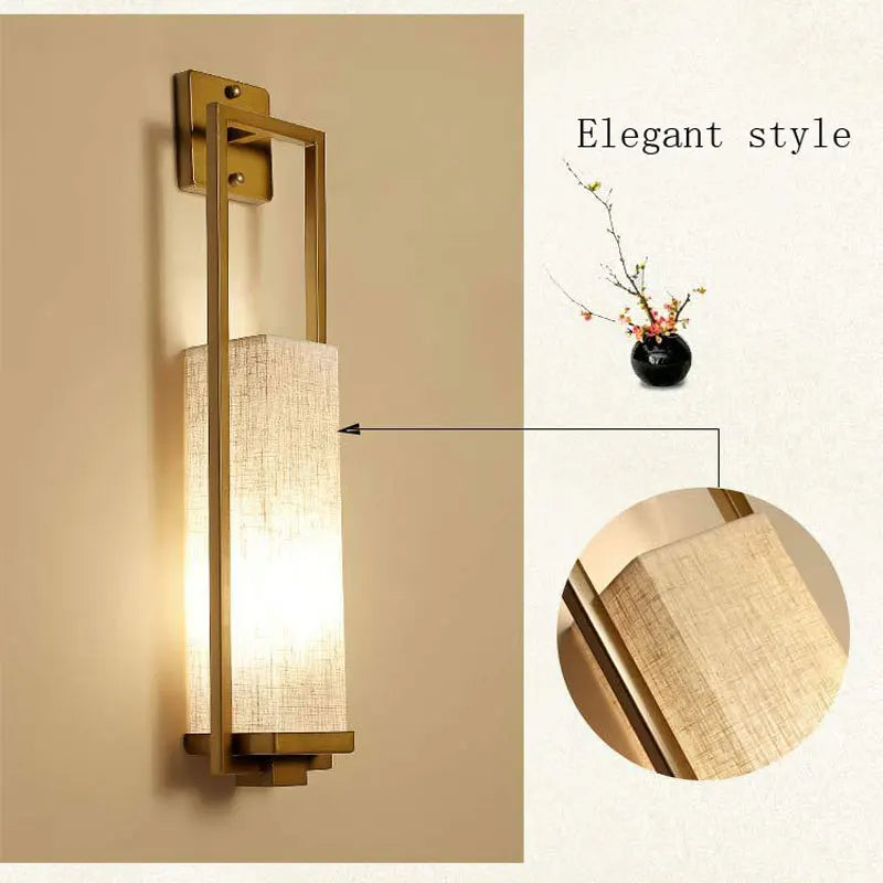 style chinois applique lampe de chevet salon chambre couloir hôtel mur escalier lampe e27 tissu luminaire applique - vue 5 sur 7
