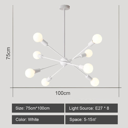 Moderner LED-Kronleuchter im industriellen Sputnik-Design für kreatives Wohnambiente - vue 15 sur 16