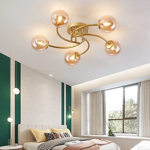 Schlichte nordische Glas-Deckenleuchte mit moderner LED - vue 5 sur 12