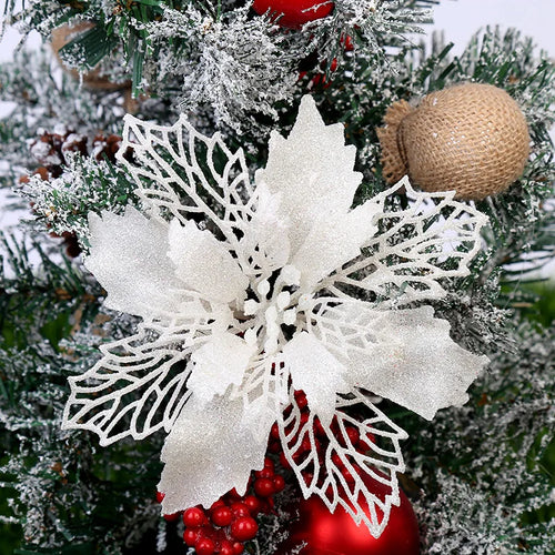 décoration suspendue fleur pailletée pour arbre de noël - vue 12 sur 34