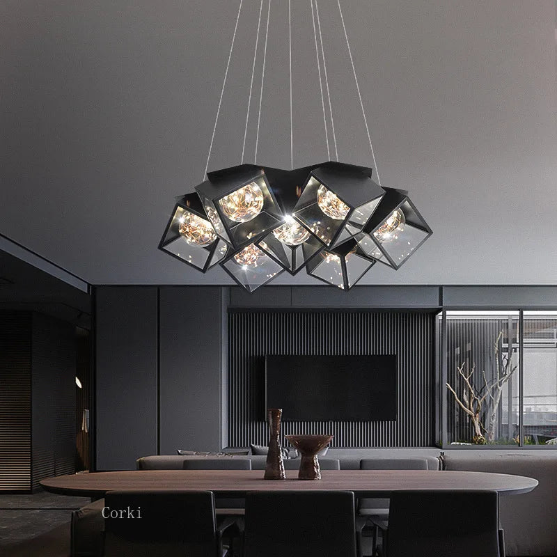 lustre led dimmable géométrique pour intérieur moderne - vue 2 sur 9