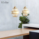 Pendelleuchte aus goldenem Kristall im modernen Loft-Design Luxus