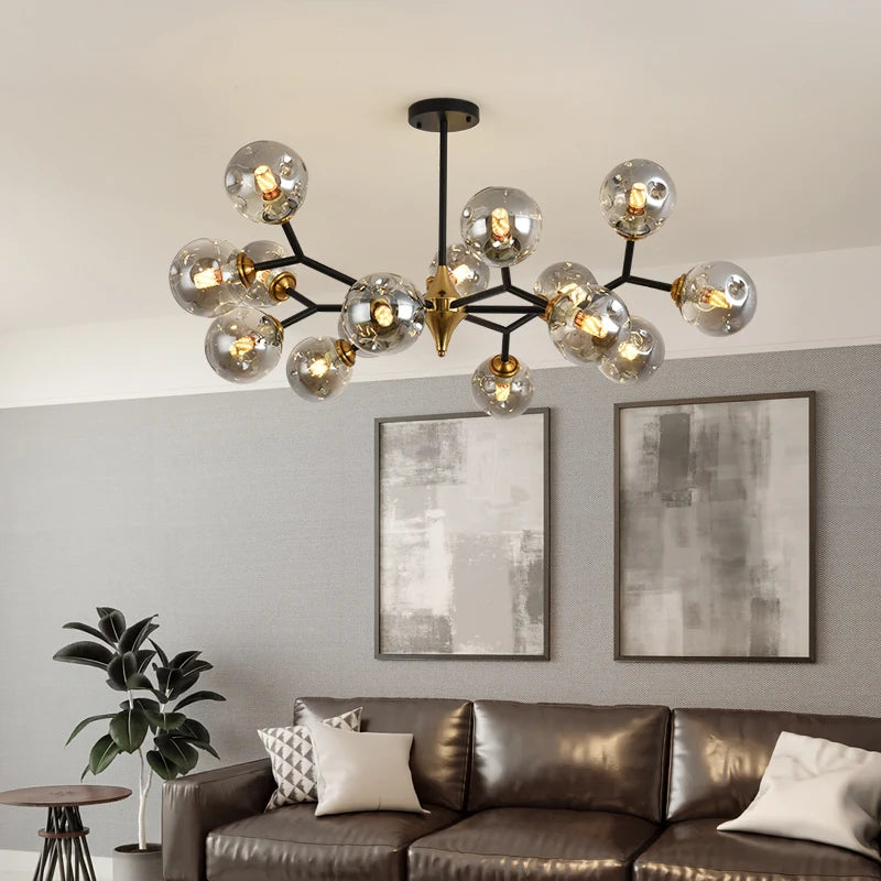 lustre moderne à branches rotatives en verre avec éclairage led - vue 3 sur 14