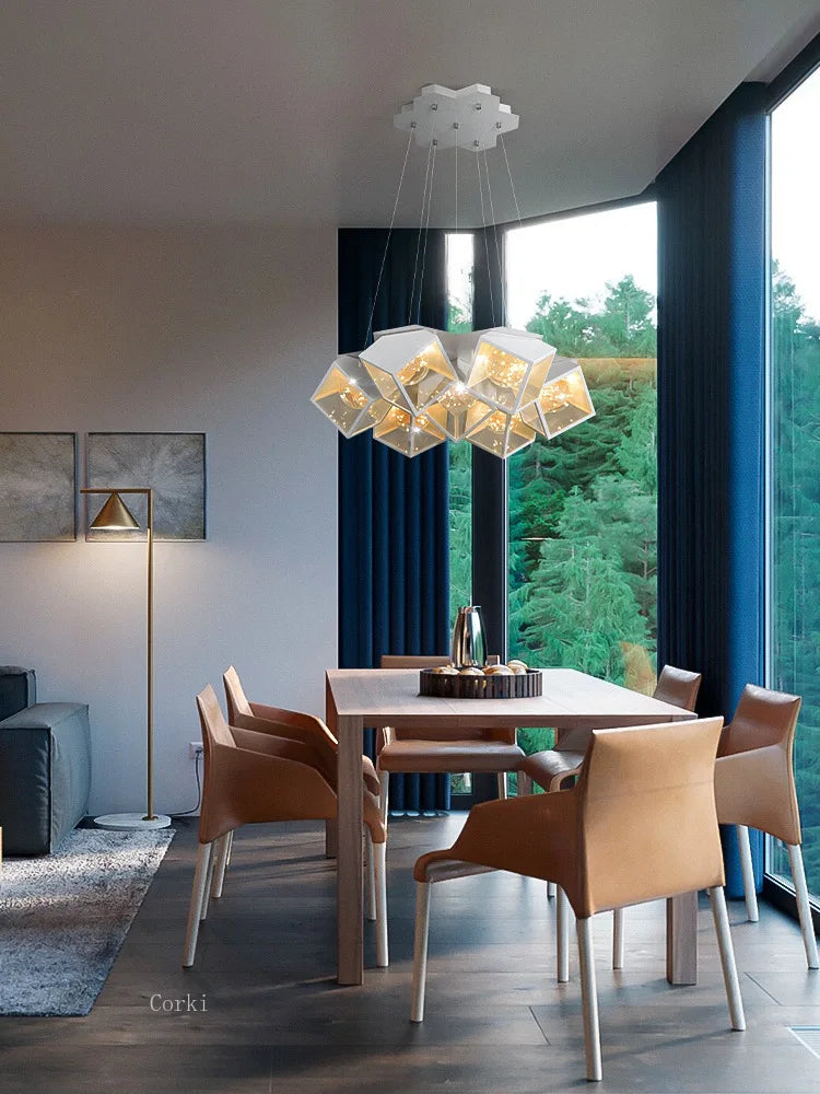 lustre led dimmable géométrique pour intérieur moderne - vue 3 sur 9