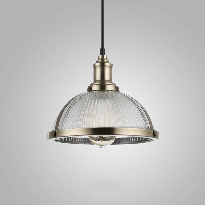 suspension vintage abat-jour en verre luminaire loft à led - vue 4 sur 8