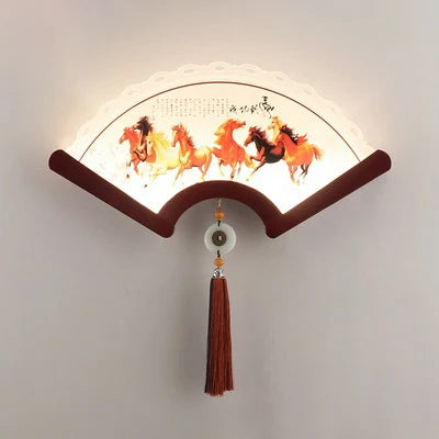 applique murale en bois éventail style rétro japonais à LED - vue 17 sur 18