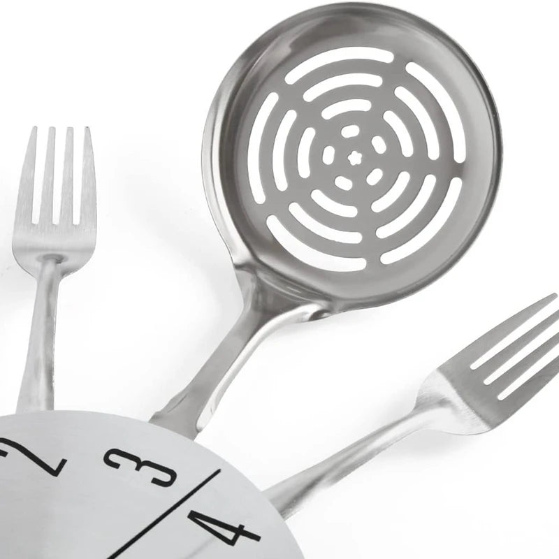 Large Kitchen Wall Clocks with Spoons and Forks,Great Home Decor and Nice Gifts,Wall Clock Creativ Tableware Wall Clock - vue 6 sur 7