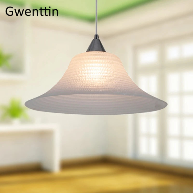 suspension moderne en verre style chapeau de paille décor intérieur - vue 4 sur 7