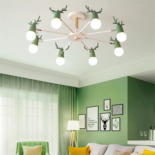 lustre en bois nordique led macaron pour chambre d'enfant