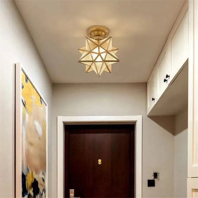plafonnier moderne en forme de pentagramme doré déco - vue 6 sur 14