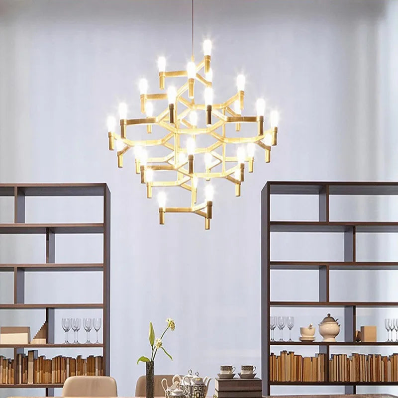 lustre moderne de luxe en métal éclairage suspendu réglable